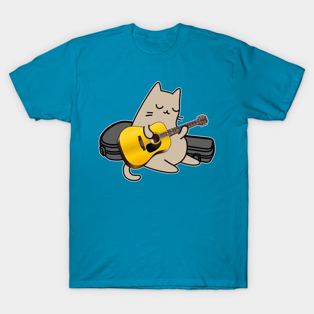 Street Cat performer playing acoustic guitar T-Shirt by GlanceCat